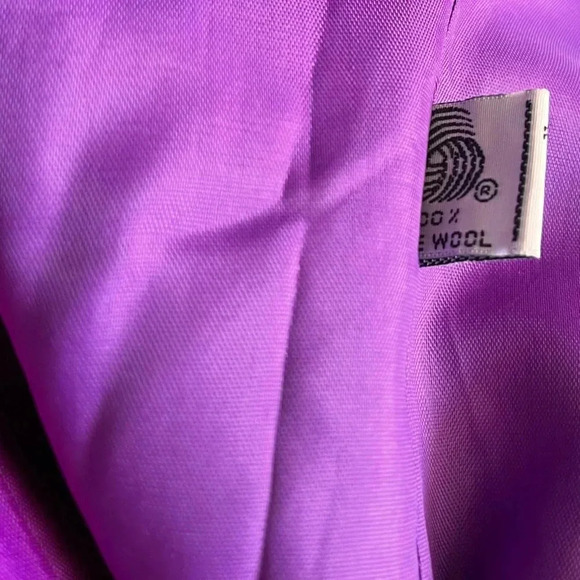 Vintage Saville 100% Wool Two Piece Pleated Skirt Purple Suit Size 12 - Picture 13 of 14